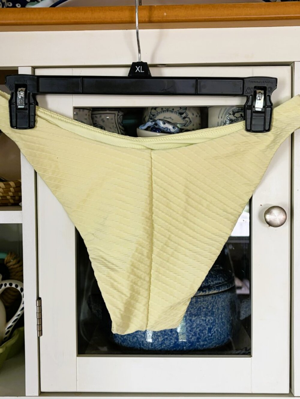 Aerie Bikini Size Medium 2 Piece Yellow Textured Lined - Picture 4 of 5